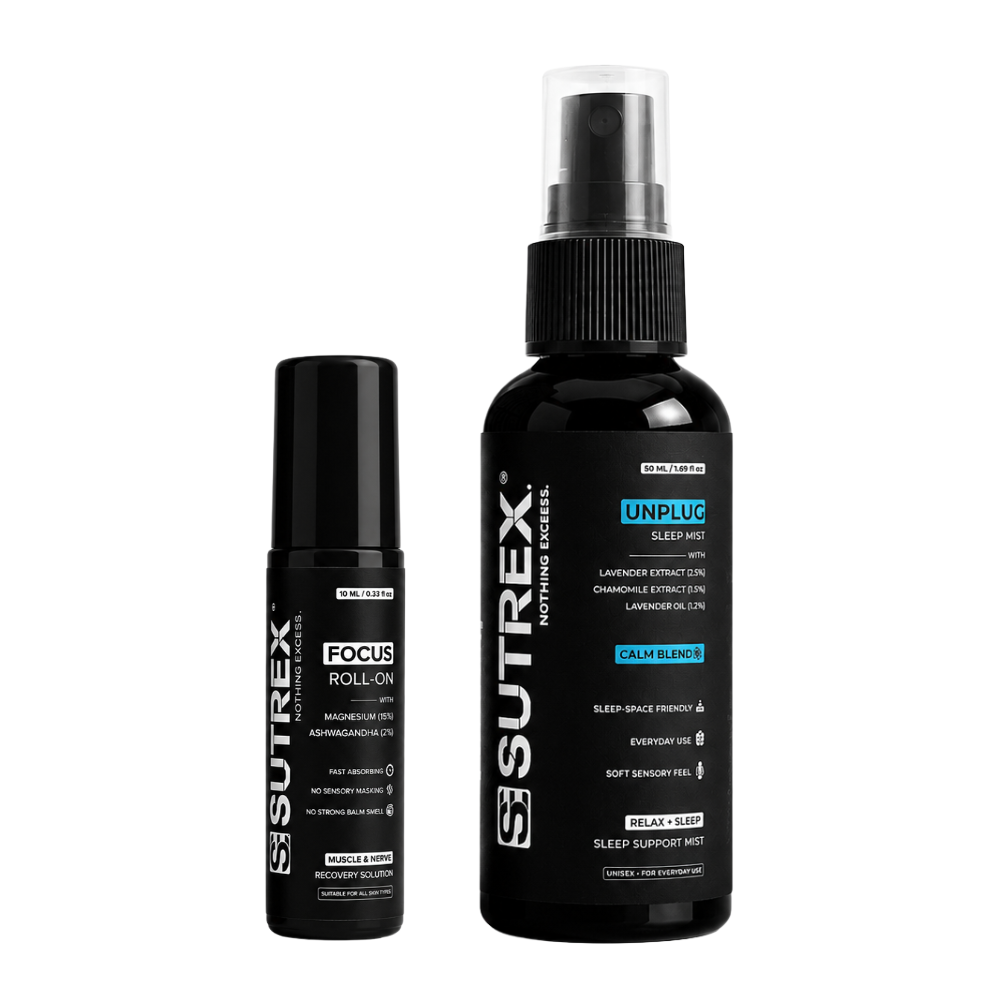 SUTREX Day & Night Wellness Bundle – Focus Roll-On + Unplug Sleep Mist